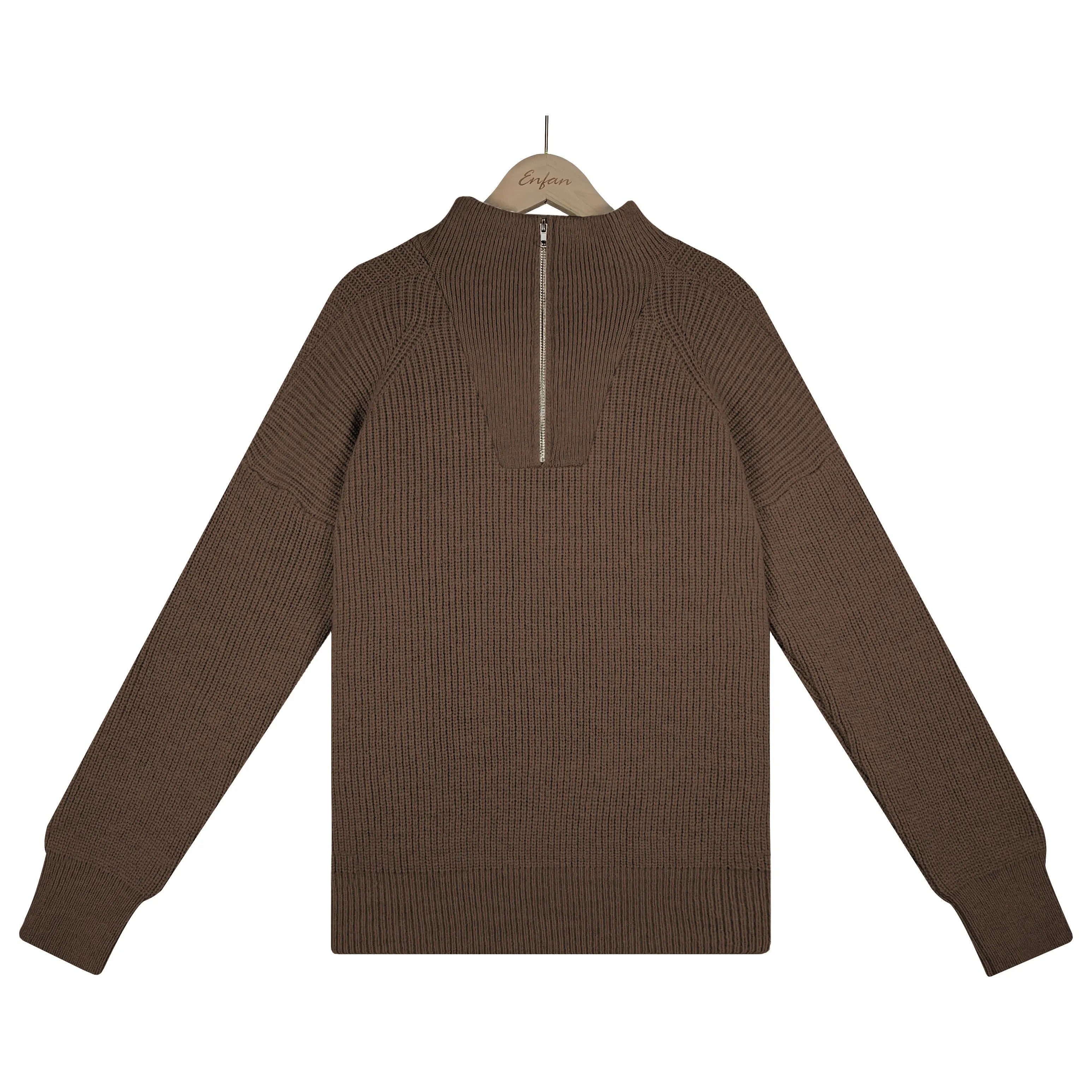 Damen Winterpullover mit Halbreißverschluss und geradem Schnitt