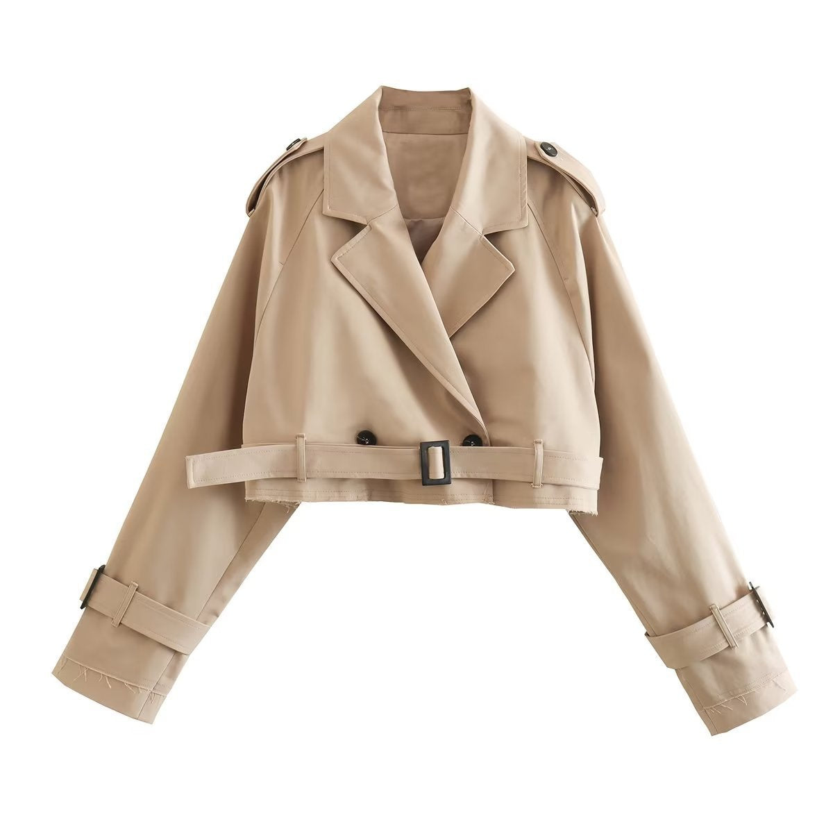 Damen Kurze Jacke mit Gürtel und klaren Linien