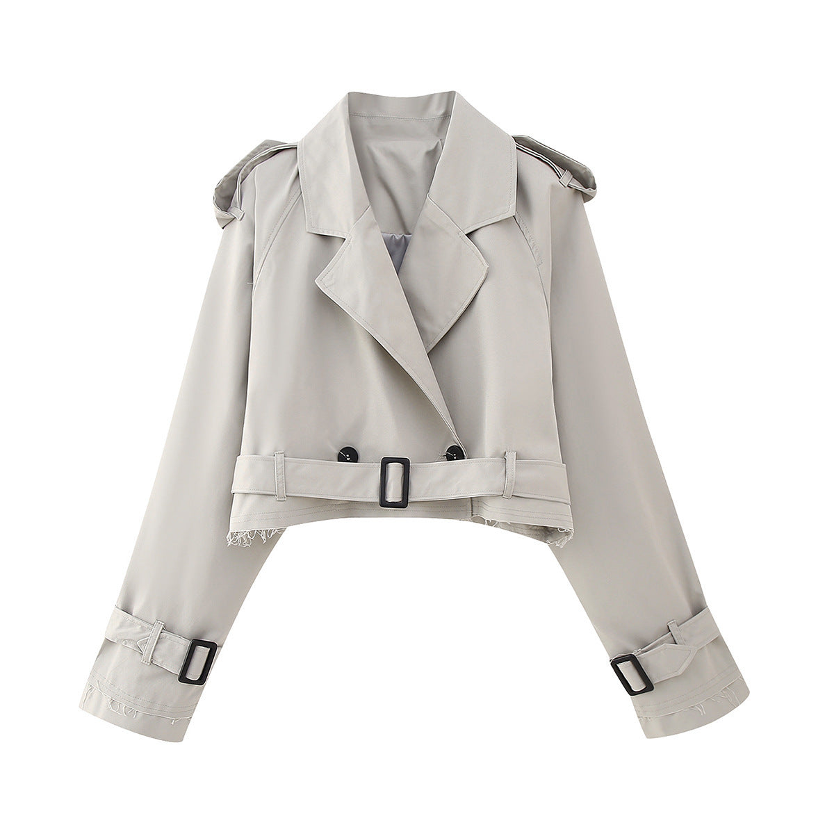 Damen Kurze Jacke mit Gürtel und klaren Linien