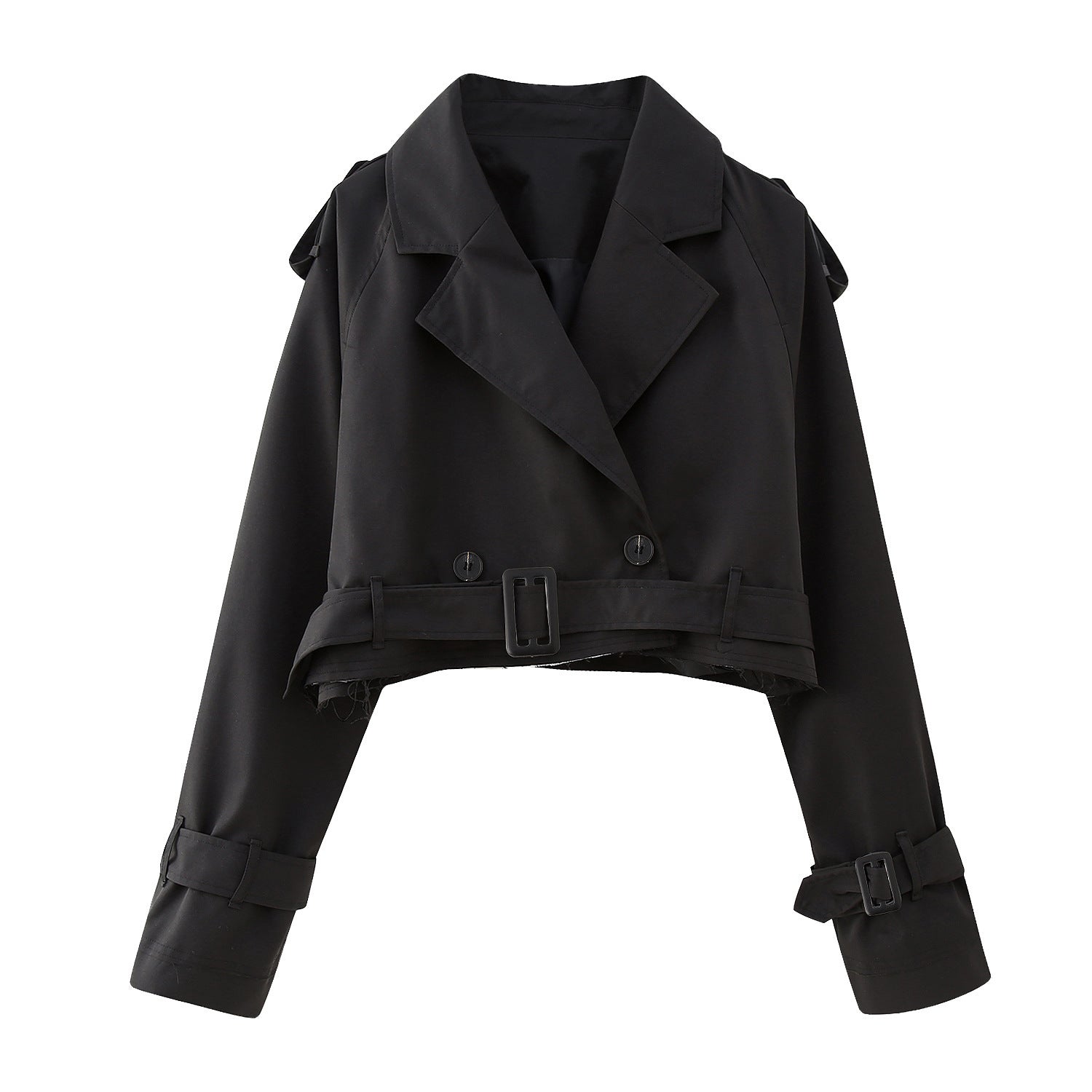 Damen Kurze Jacke mit Gürtel und klaren Linien
