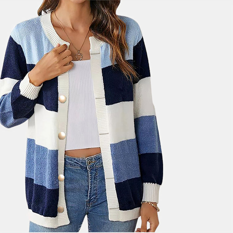 Damen Strickjacke mit feinem Streifenmuster für den Winter