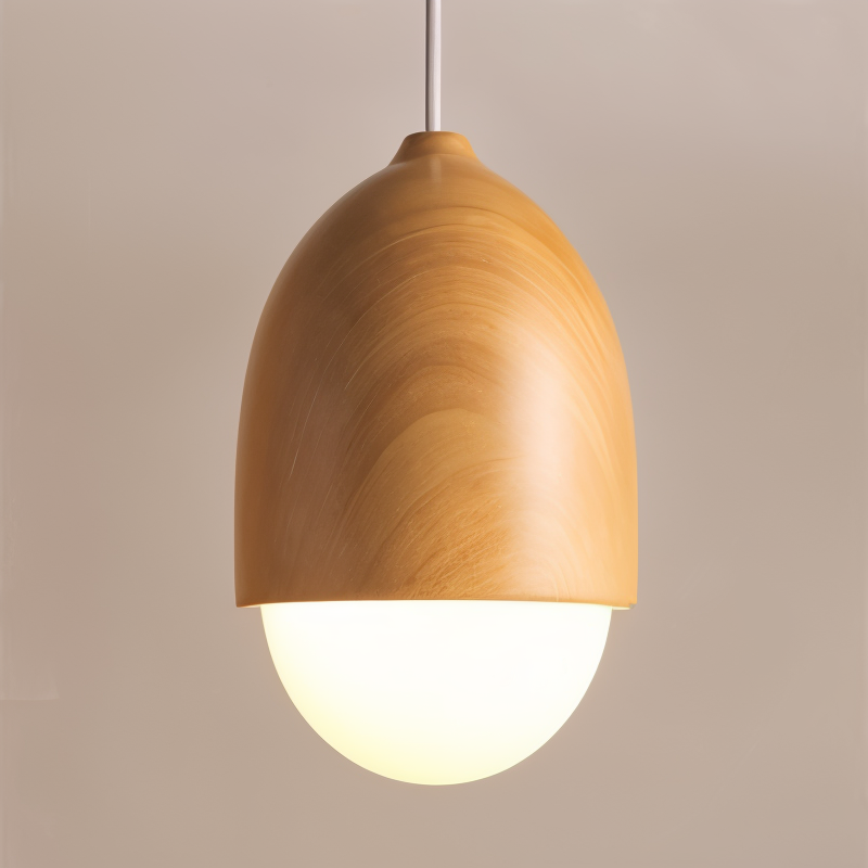Variant image for Eiche Pendelleuchte Hängelampe mit Mattiertem Glasschirm für Natürliche Eleganz-3