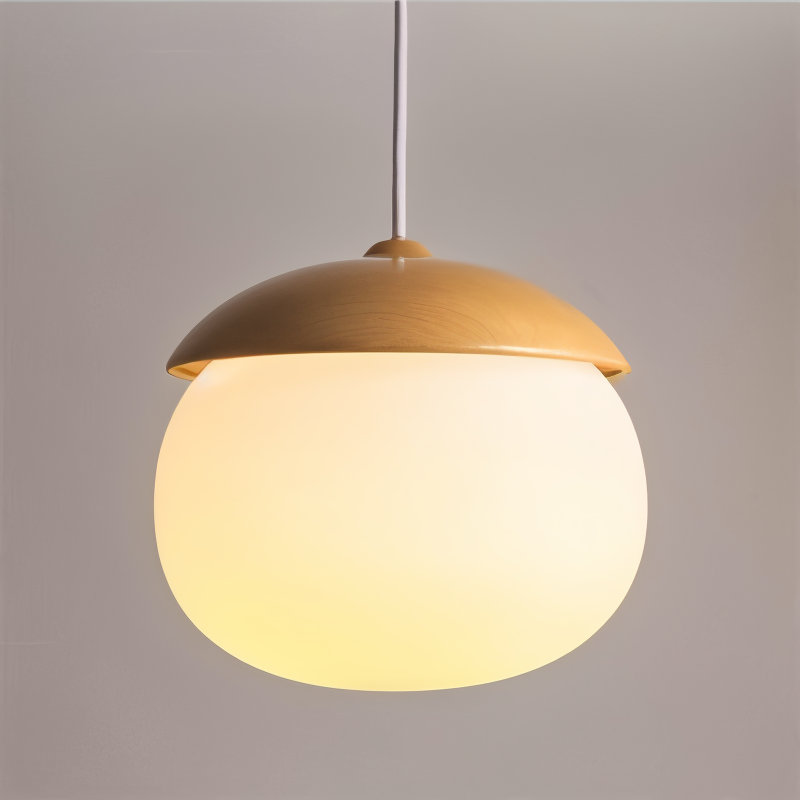 Variant image for Eiche Pendelleuchte Hängelampe mit Mattiertem Glasschirm für Natürliche Eleganz-2