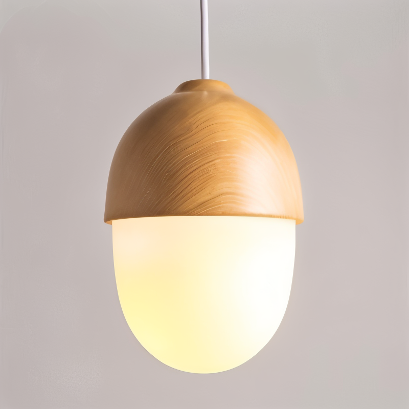 Variant image for Eiche Pendelleuchte Hängelampe mit Mattiertem Glasschirm für Natürliche Eleganz-4