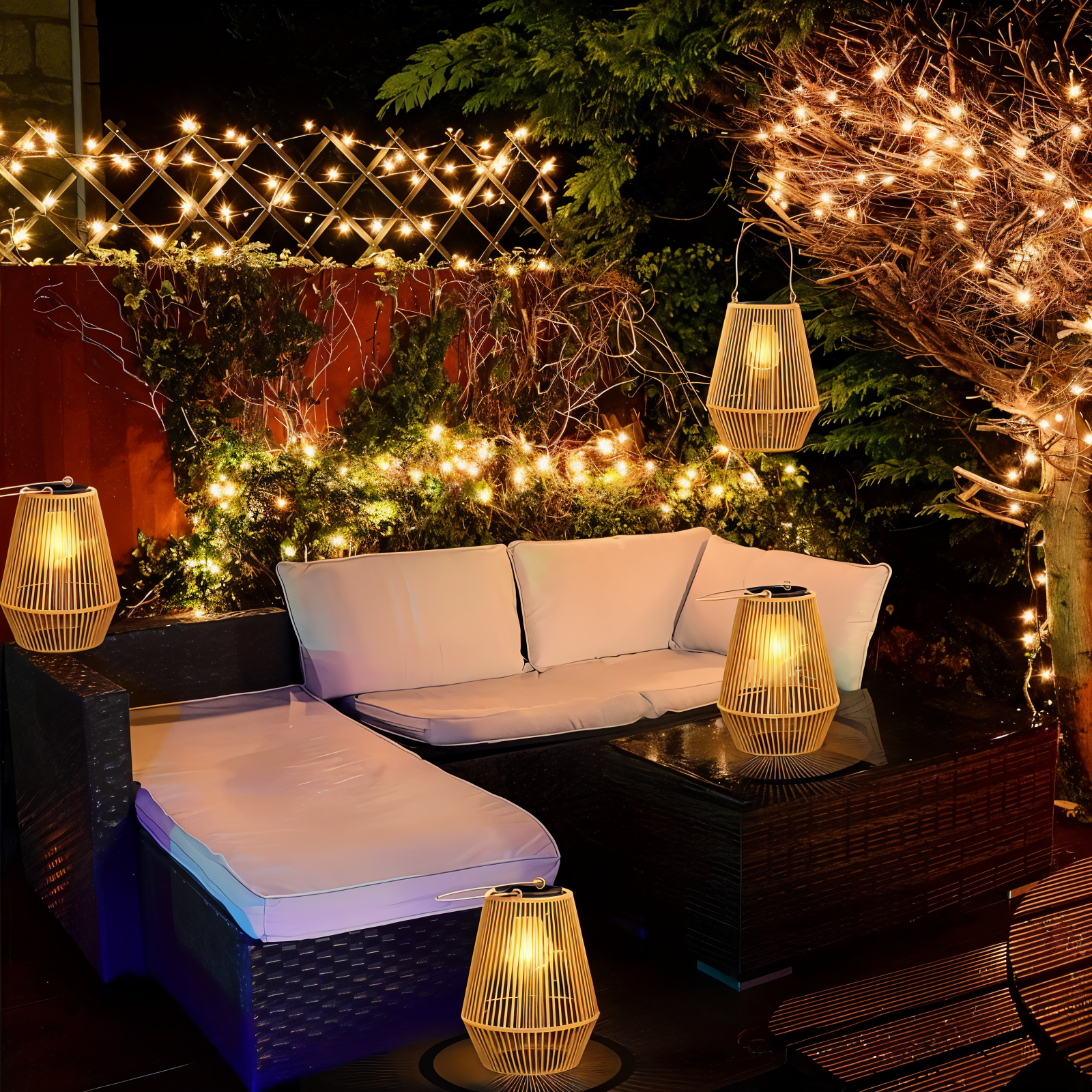 Stilvolle Solar-Außenlampe aus Bambus für Garten und Terrasse – Wasserdicht und Langlebig-3
