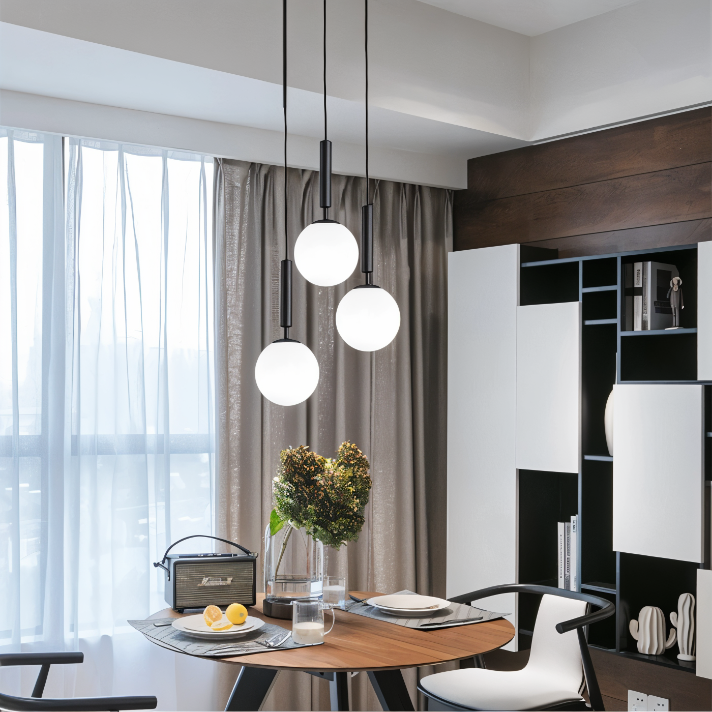 Moderne Pendelleuchte Hängelampe mit Weißem Glas für Esszimmer und Stilvolle Räume-4
