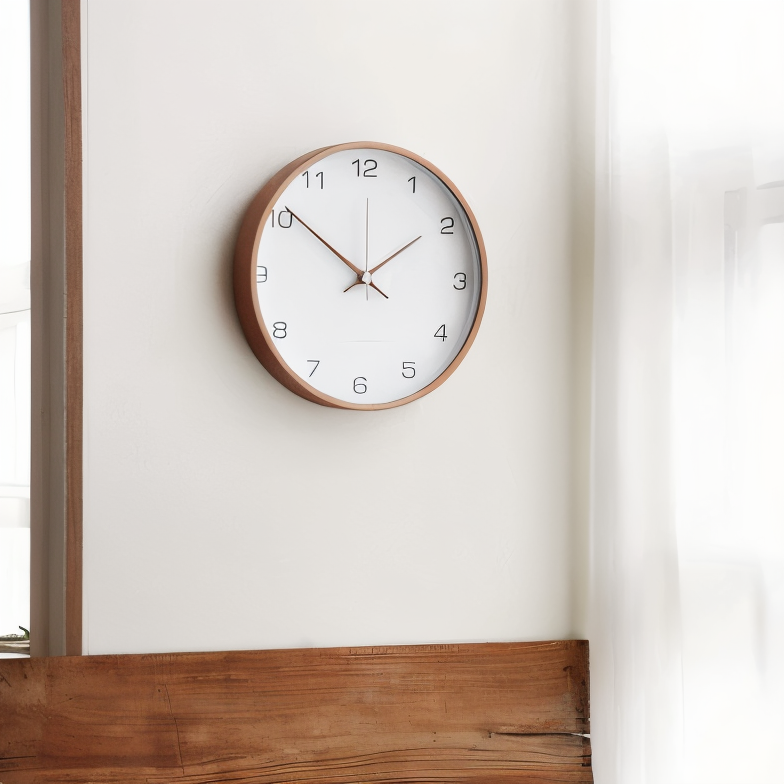 Moderne Runde Wanduhr aus Holz – Elegantes Design in Grau und Weiß, Präzise Zeitmessung-5
