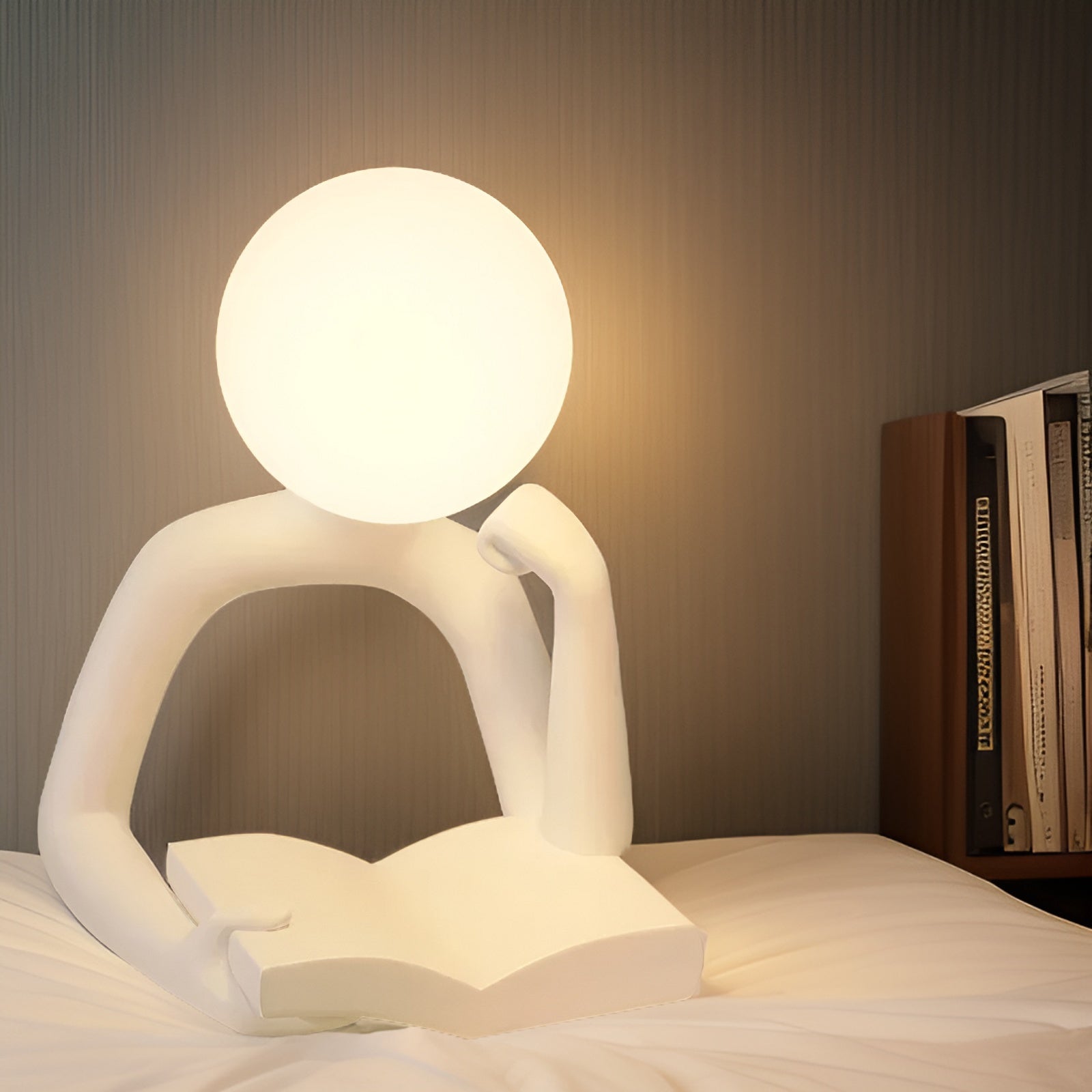 Thinker Moon - Ästhetisches Mond Denk Skulptur Nachtlicht-5