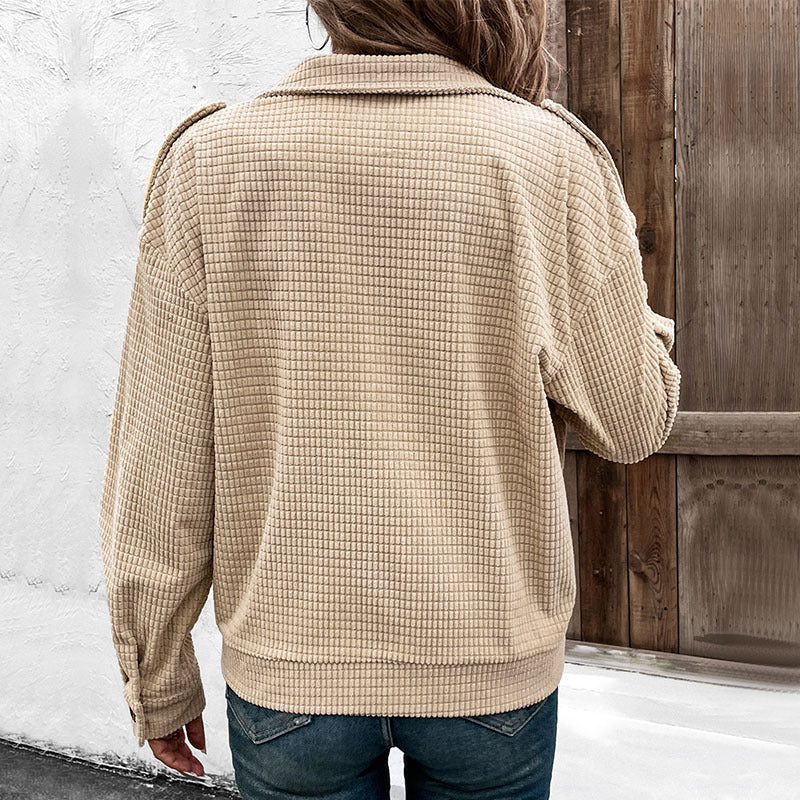 Damen Cordjacke mit Reverskragen und Reißverschluss