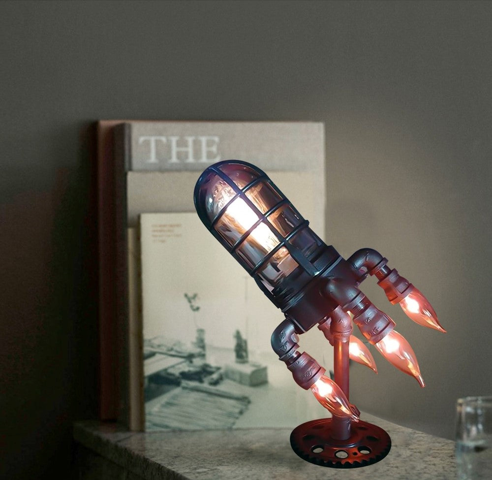 Vintage Steampunk Rocket Flame Tischlampe-4