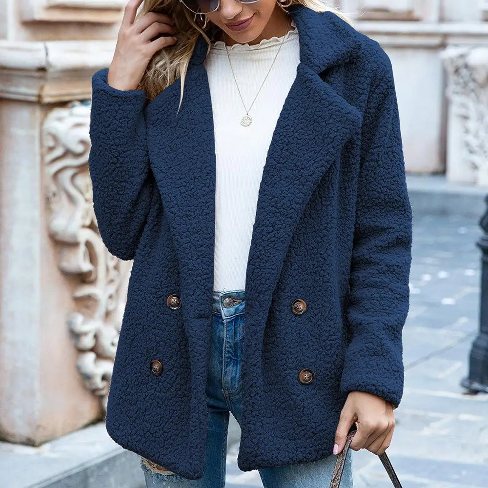 Damen Winterjacke mit Knopfverschluss und langen Ärmeln