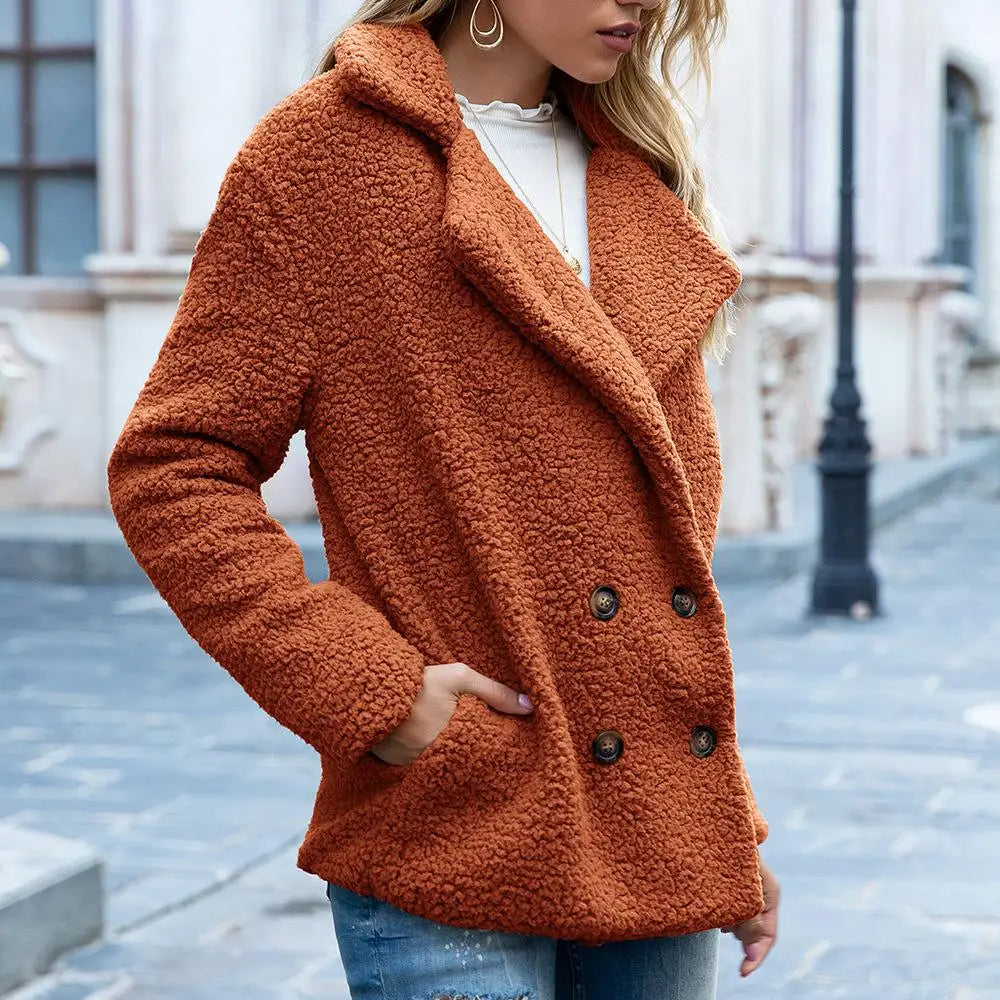 Damen Winterjacke mit Knopfverschluss und langen Ärmeln