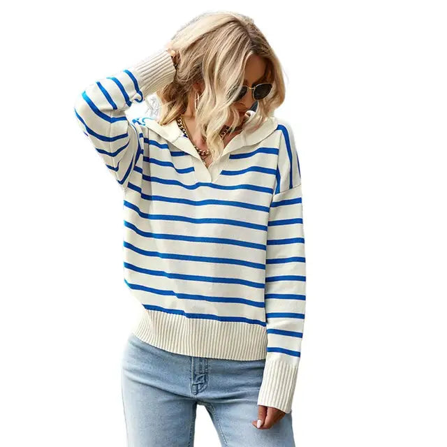 Damenpullover mit Langarm und Polo-Kragen