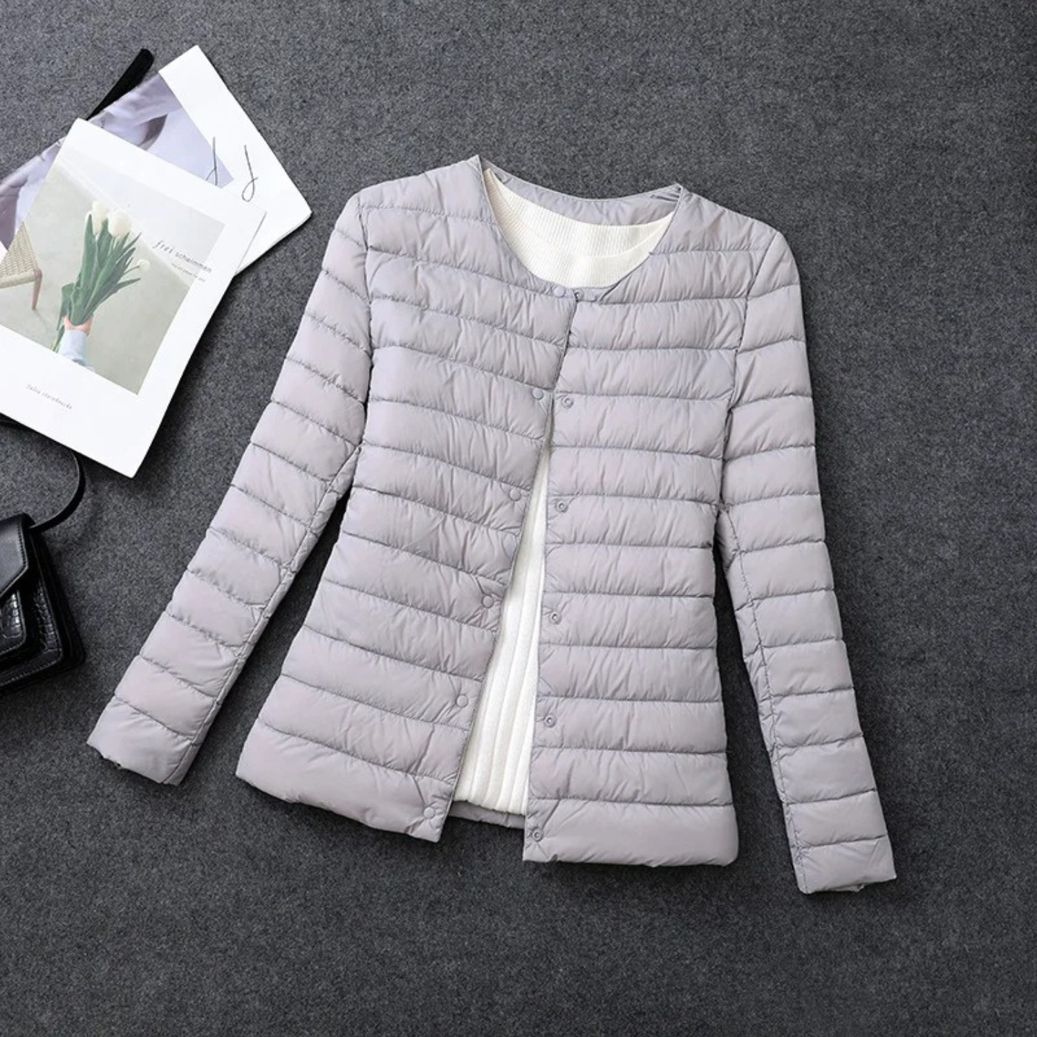 Wattierte Damenjacke mit Knopfleiste