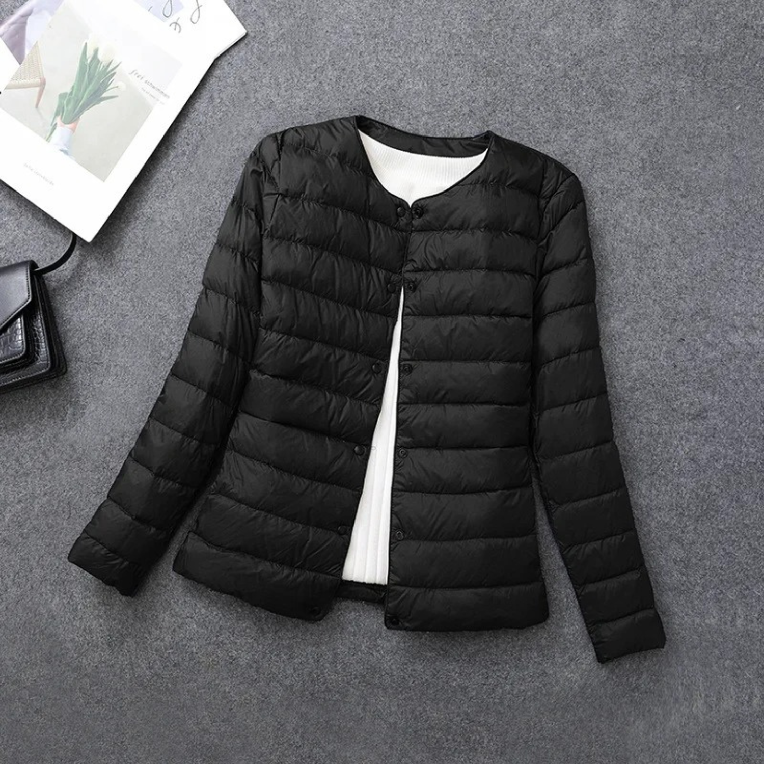 Wattierte Damenjacke mit Knopfleiste