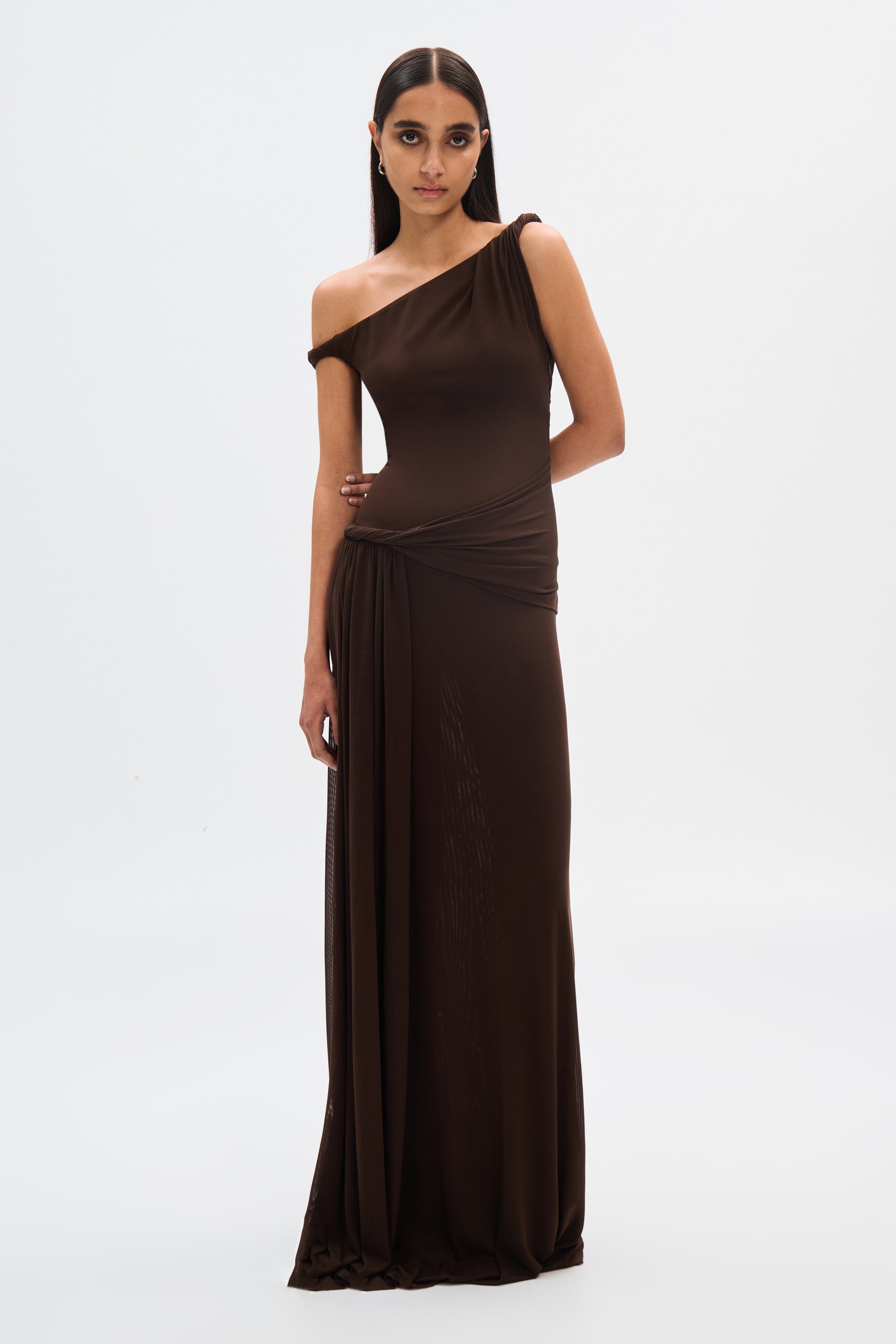 Maxikleid mit drapierter Silhouette