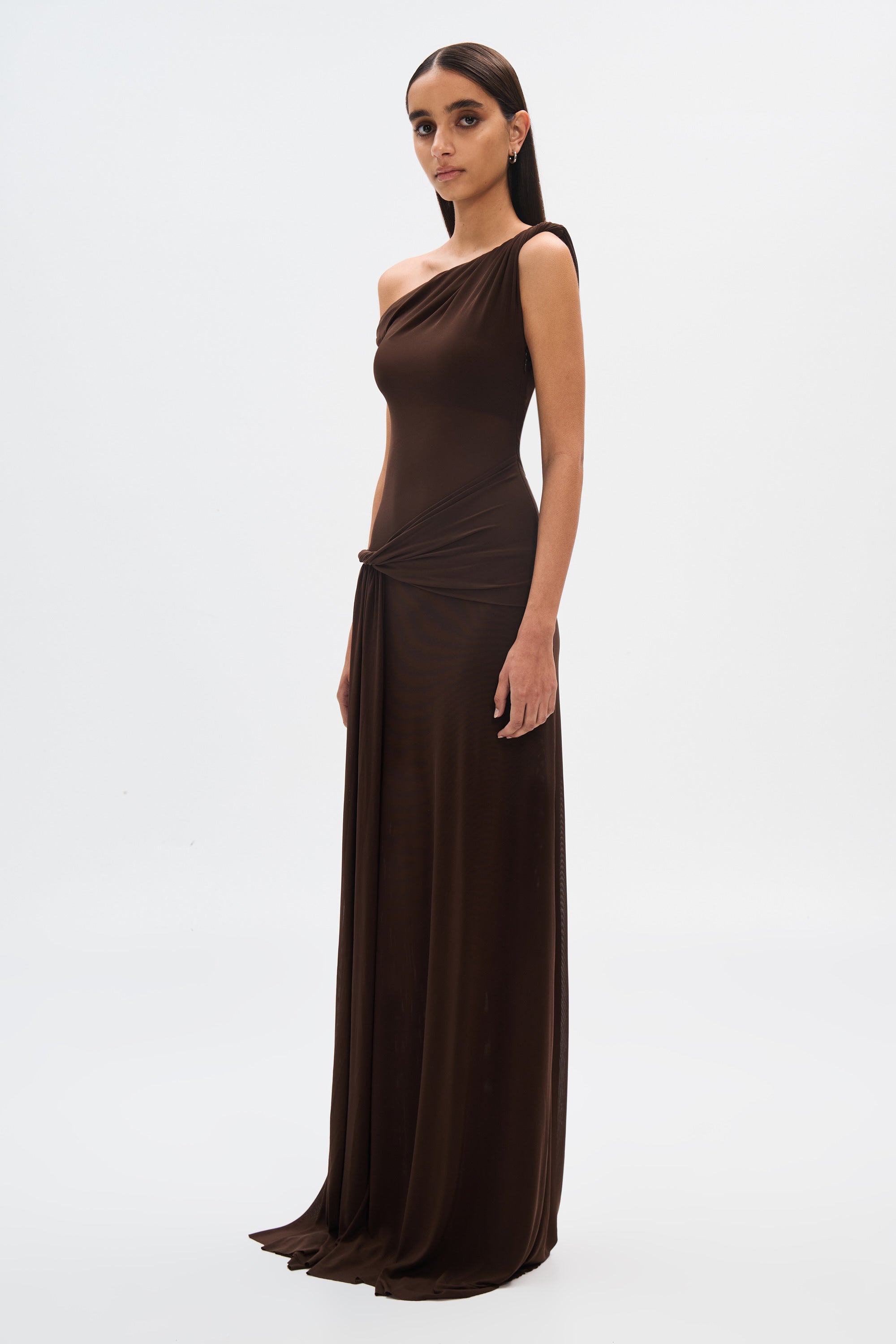 Maxikleid mit drapierter Silhouette
