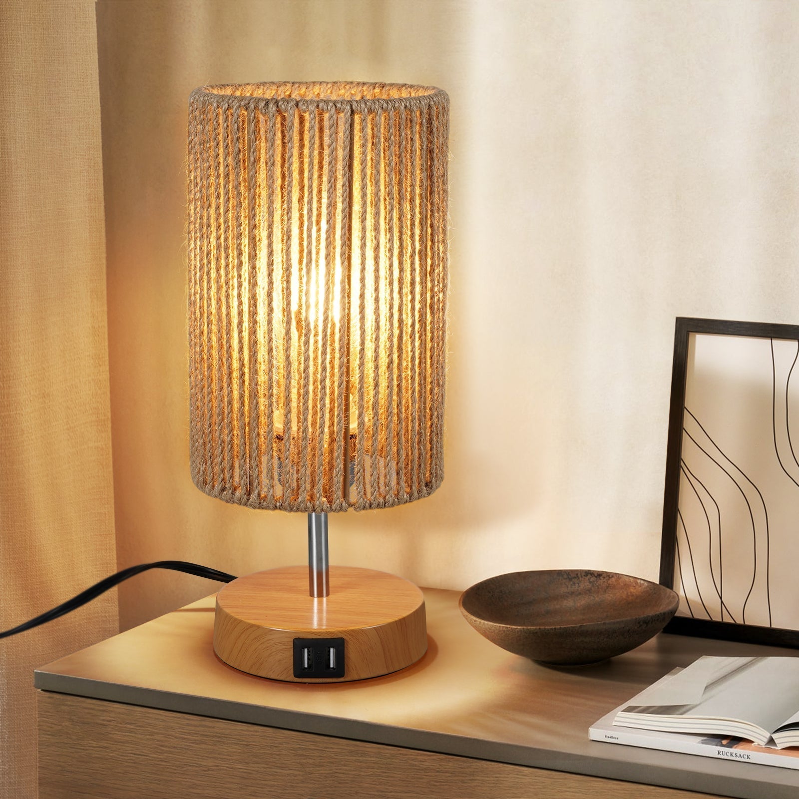 Moderne Nachttischlampe Touch mit USB-Port und Dimmfunktion für stilvolles Schlafzimmer-4