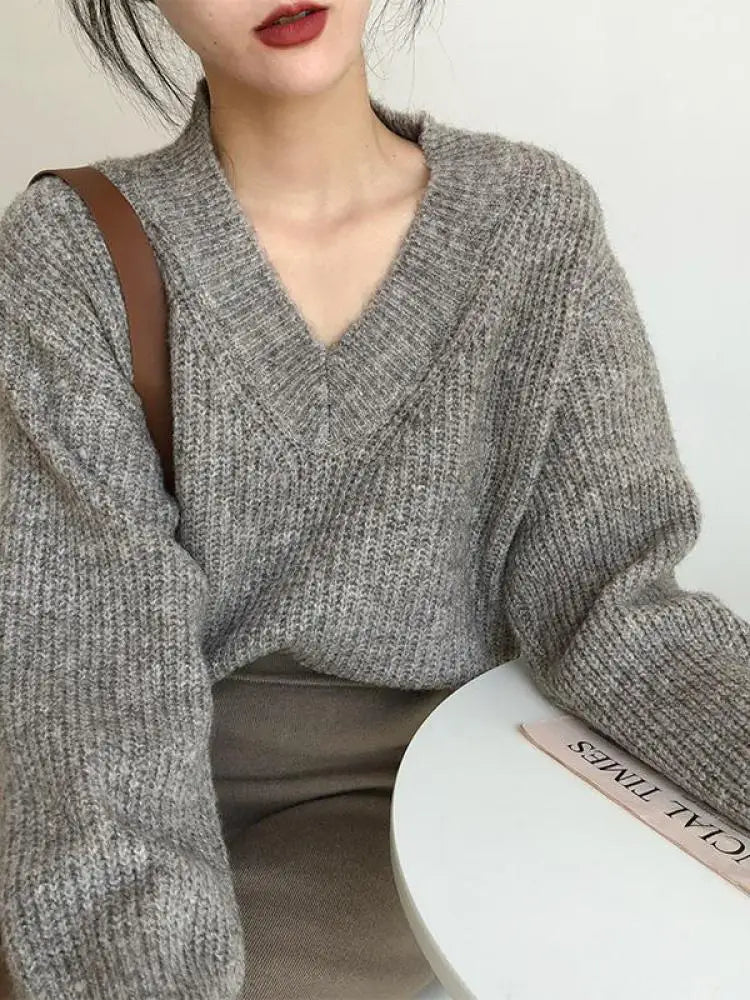 Übergroßer grob gestrickter Pullover für Damen