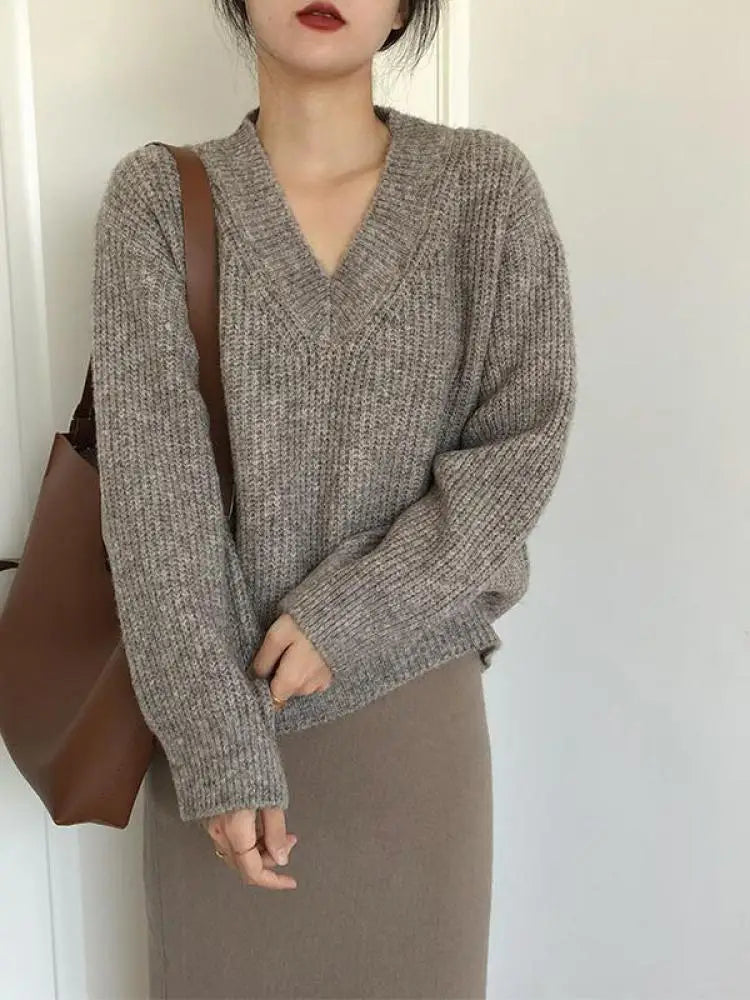 Übergroßer grob gestrickter Pullover für Damen