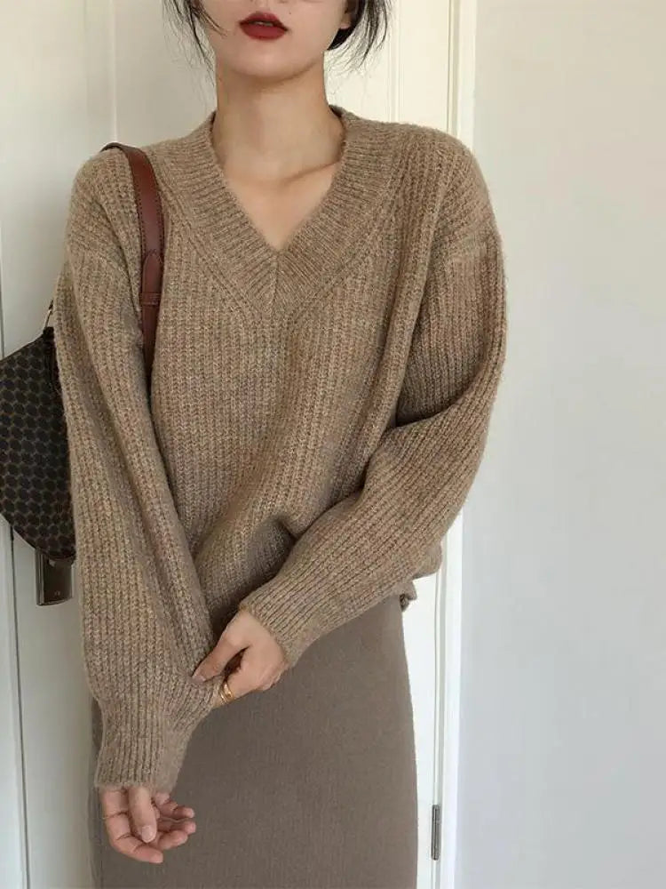 Übergroßer grob gestrickter Pullover für Damen