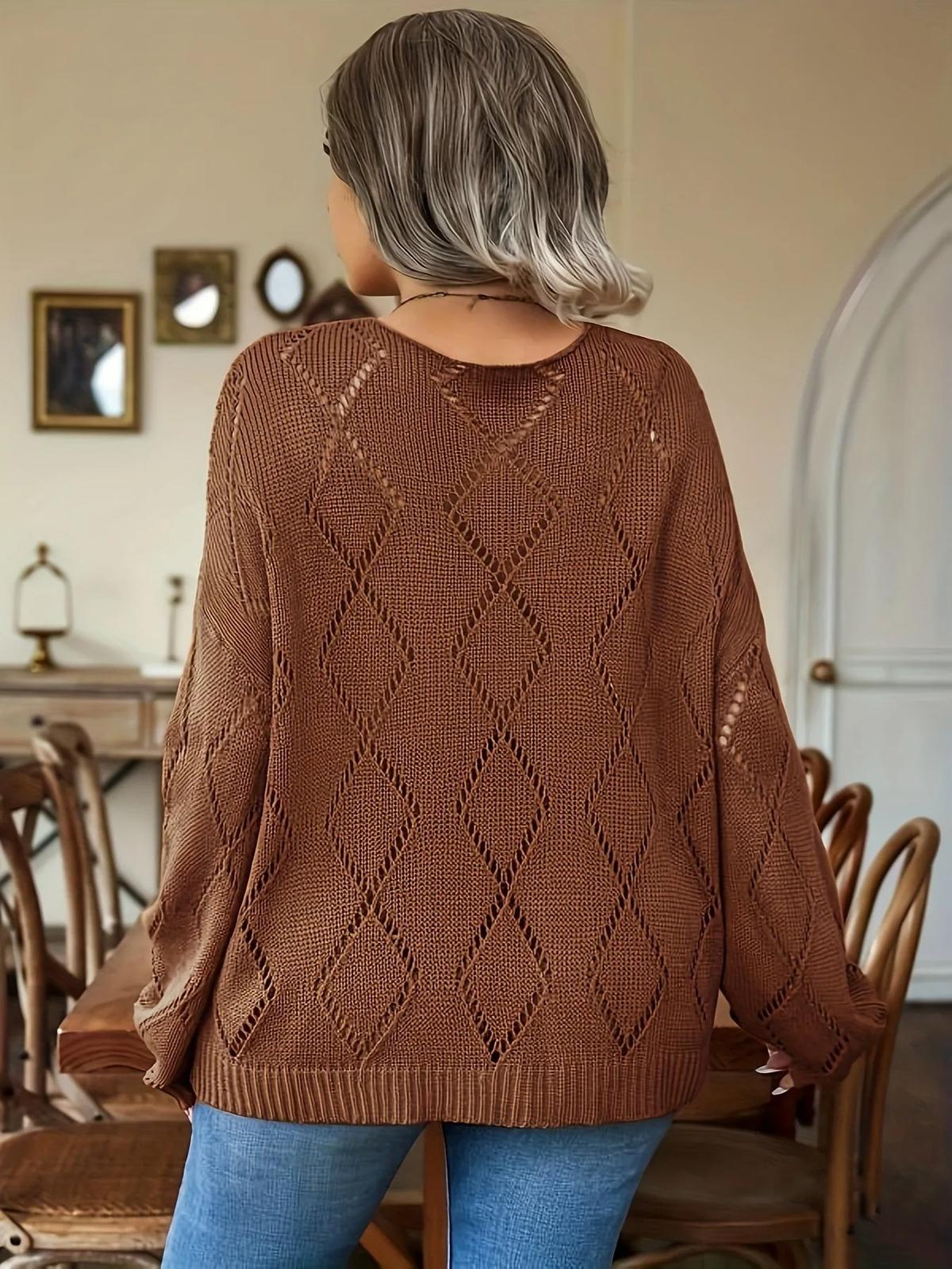 Oversized Strickpullover für Damen mit V-Ausschnitt und entspannter Passform