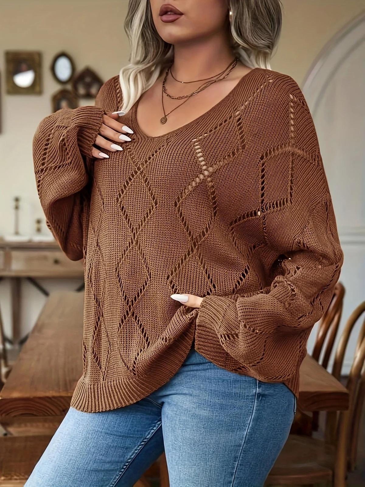 Oversized Strickpullover für Damen mit V-Ausschnitt und entspannter Passform