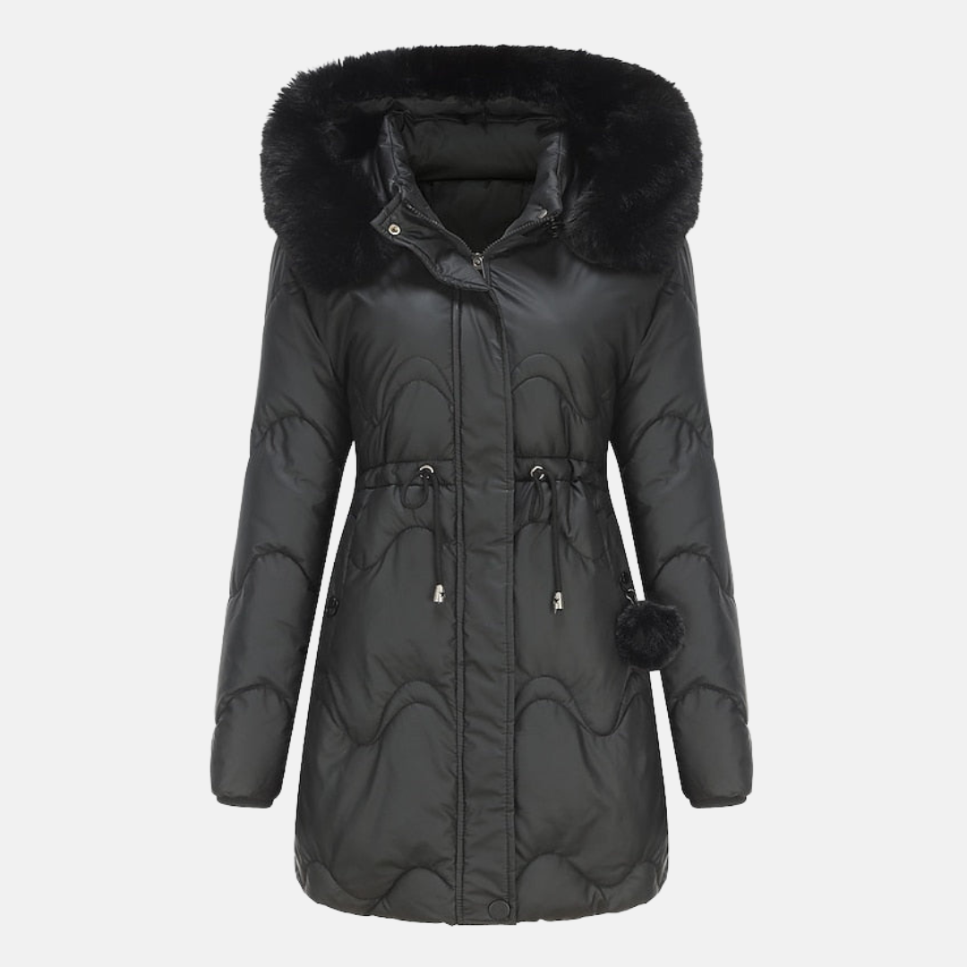 Parka Jacke Damen mit Kapuze, verstellbarem Bund und klarer Linienführung