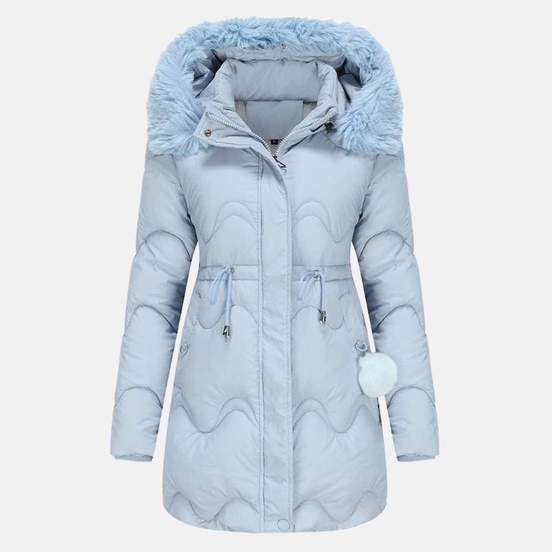 Parka Jacke Damen mit Kapuze, verstellbarem Bund und klarer Linienführung