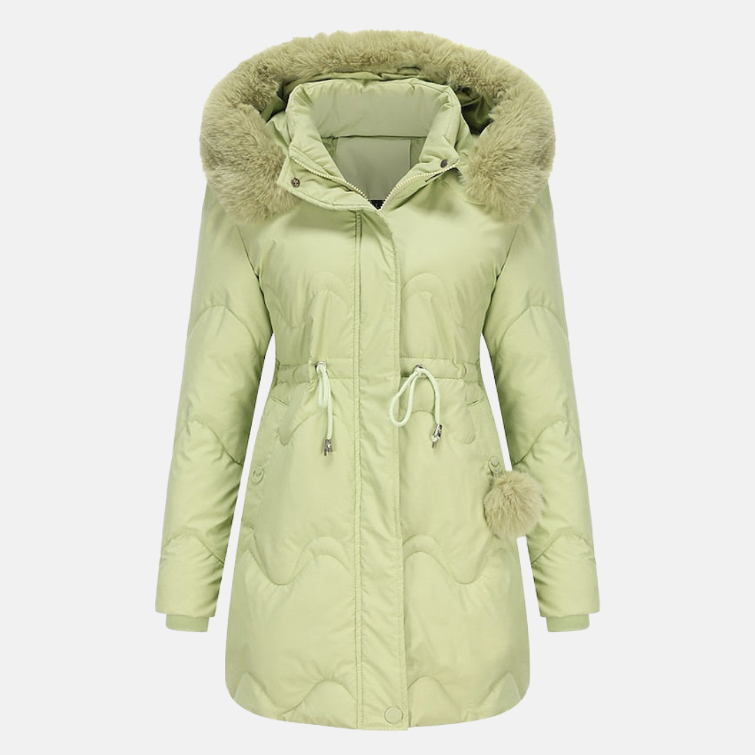 Parka Jacke Damen mit Kapuze, verstellbarem Bund und klarer Linienführung