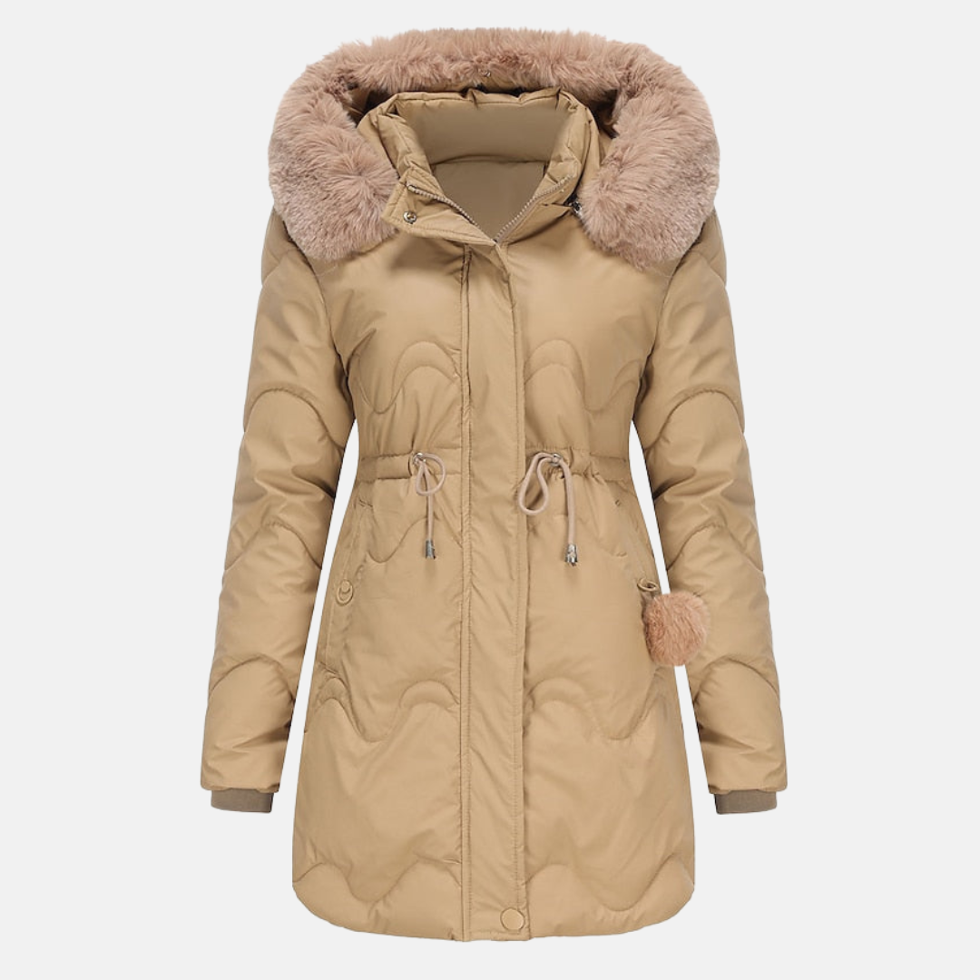 Parka Jacke Damen mit Kapuze, verstellbarem Bund und klarer Linienführung
