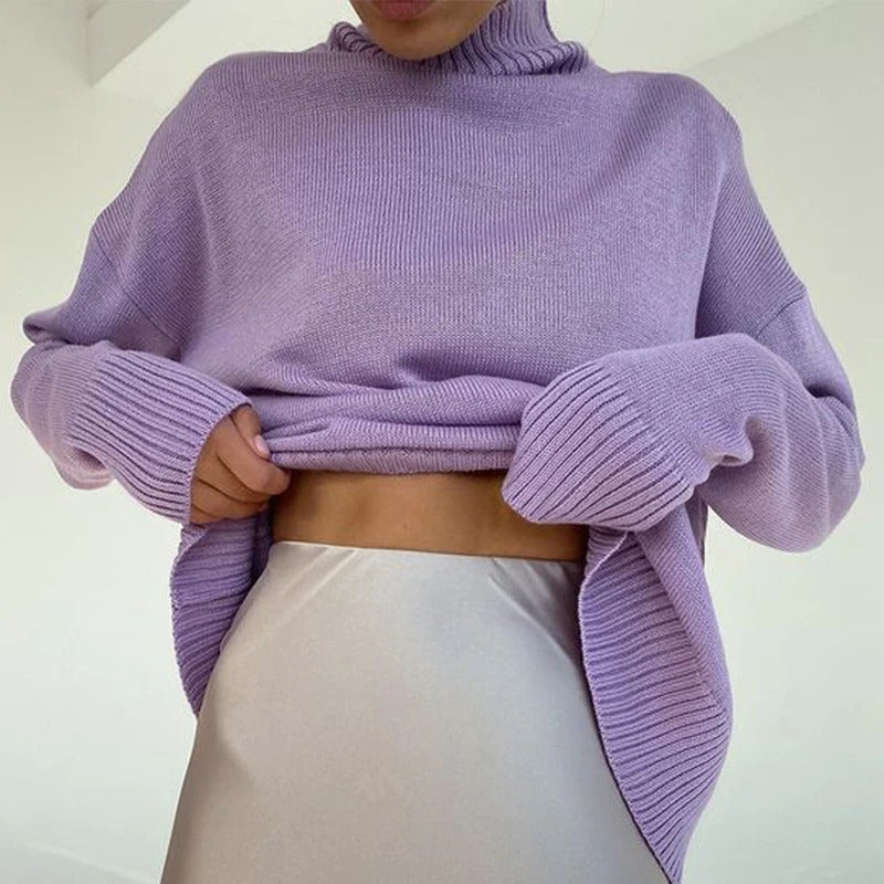 Damen Winterpullover mit hohem Kragenausschnitt