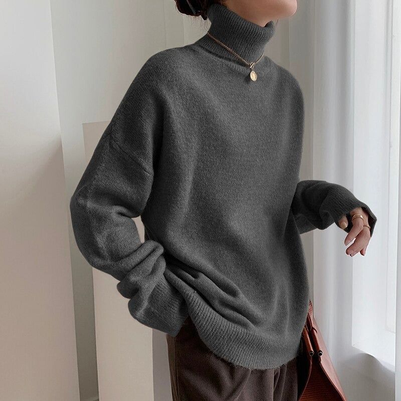 Damen Winterpullover mit hohem Kragenausschnitt
