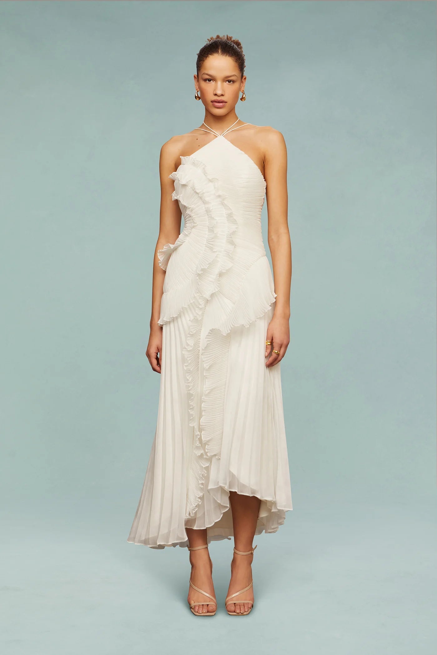 Rüschen-Maxikleid mit Neckholder für festliche Anlässe