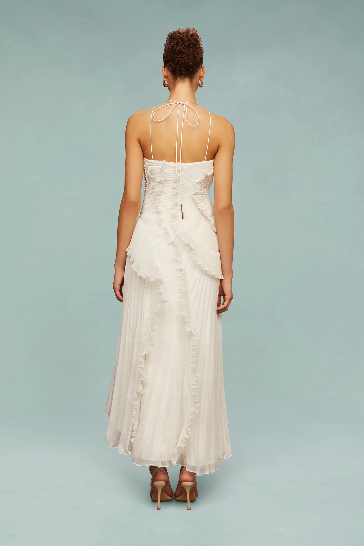 Rüschen-Maxikleid mit Neckholder für festliche Anlässe