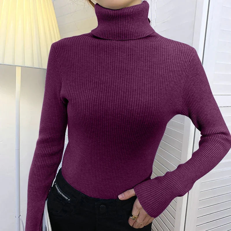 Damenpullover mit Rollkragen und klassischer Passform