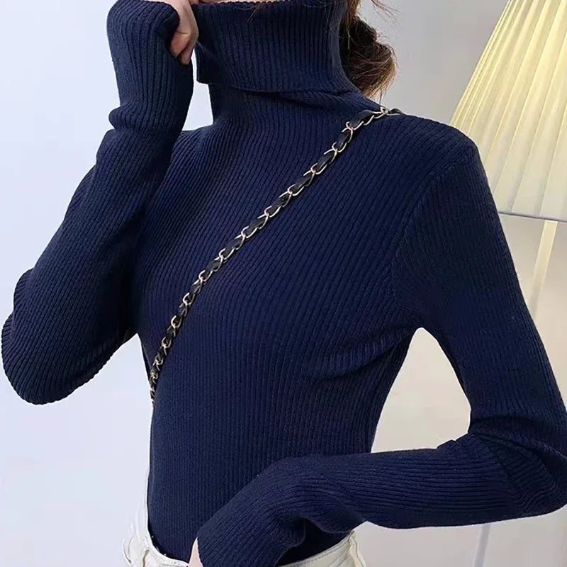 Damenpullover mit Rollkragen und klassischer Passform