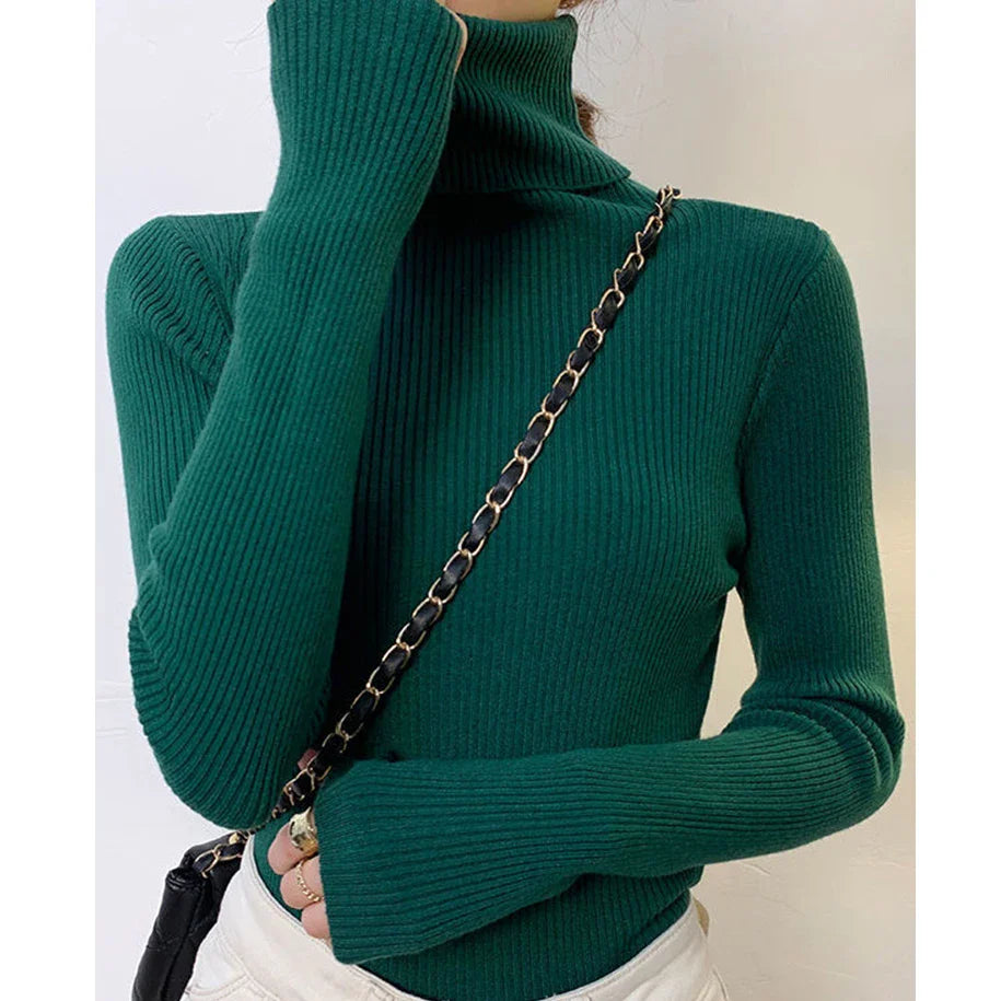 Damenpullover mit Rollkragen und klassischer Passform
