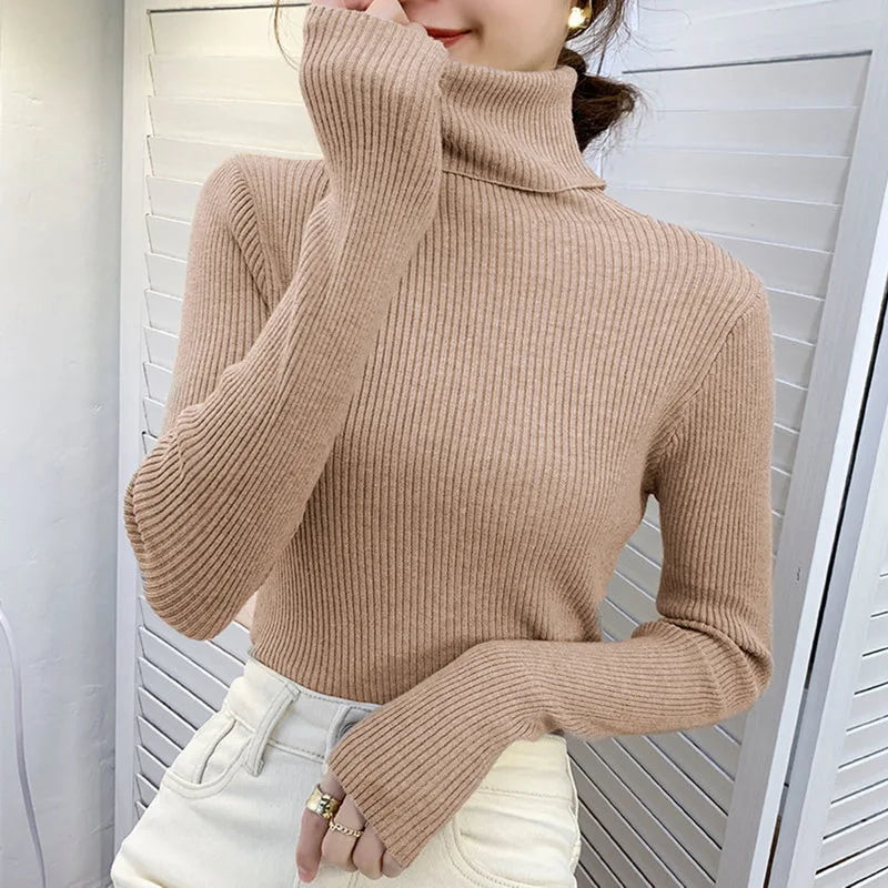 Damenpullover mit Rollkragen und klassischer Passform