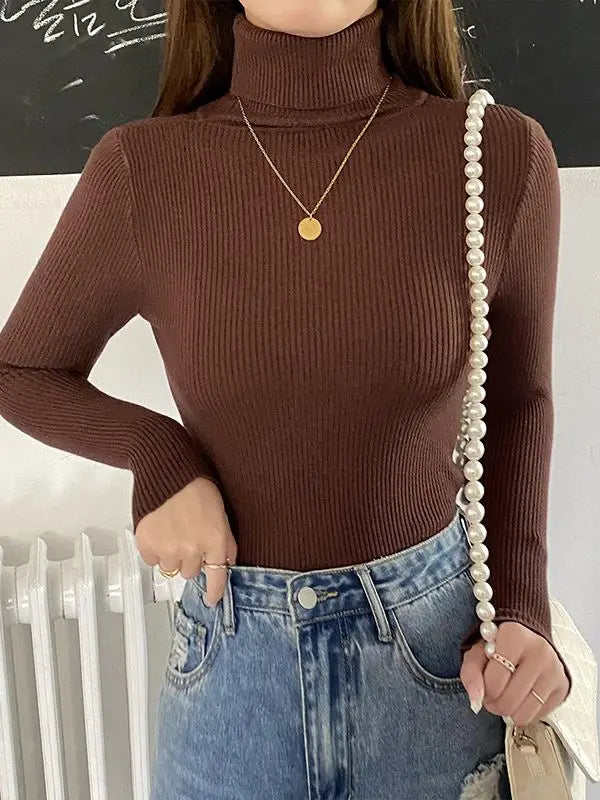 Damenpullover mit Rollkragen und klassischer Passform