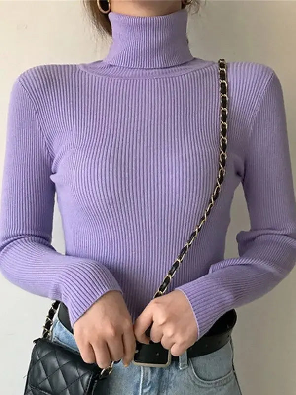 Damenpullover mit Rollkragen und klassischer Passform
