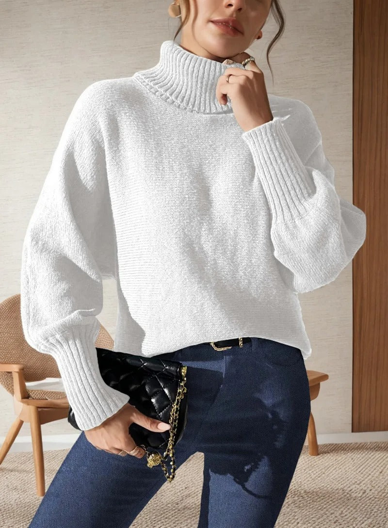 Winterpullover Damen mit Rollkragen und weiten Ärmeln