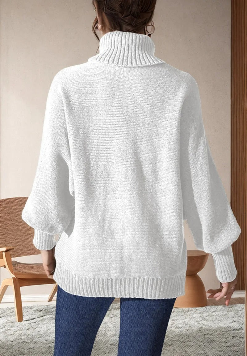 Winterpullover Damen mit Rollkragen und weiten Ärmeln