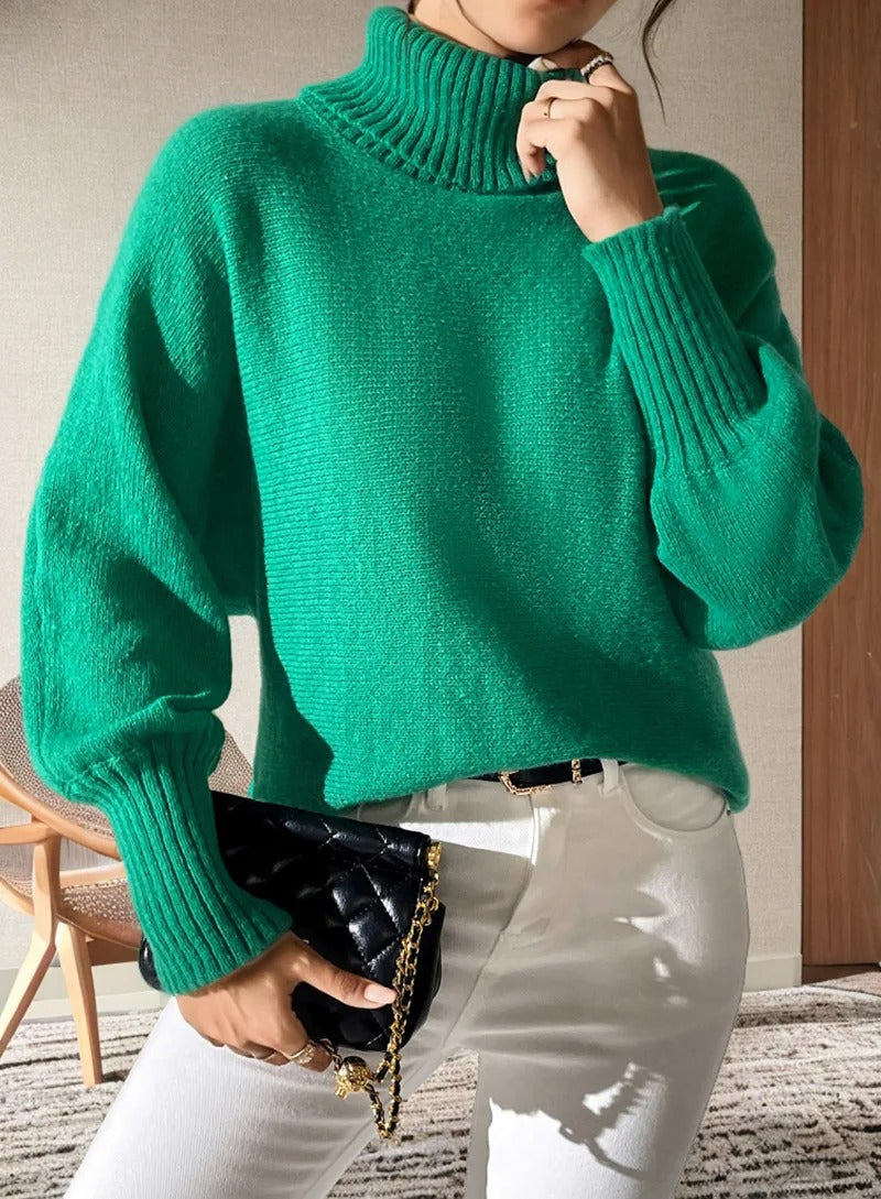Winterpullover Damen mit Rollkragen und weiten Ärmeln