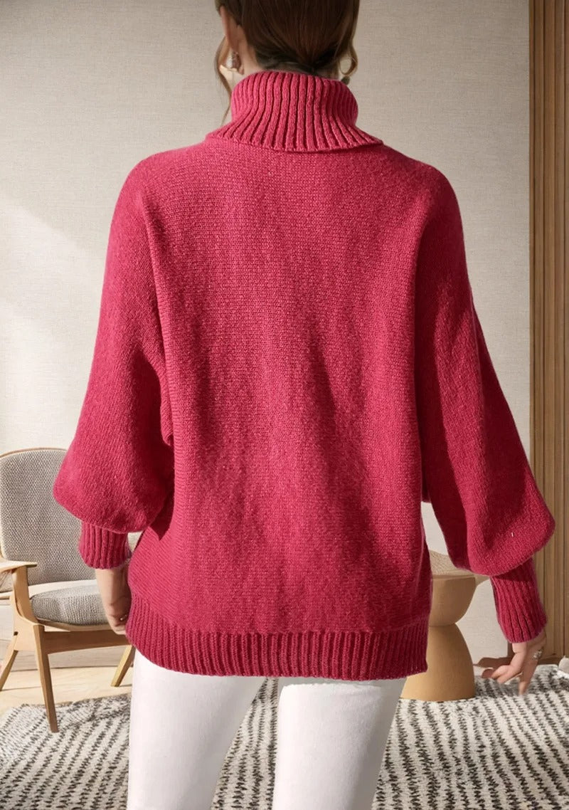 Winterpullover Damen mit Rollkragen und weiten Ärmeln