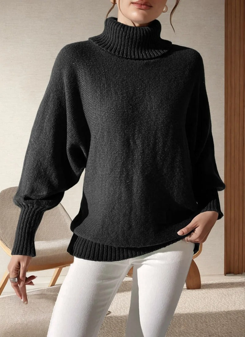 Winterpullover Damen mit Rollkragen und weiten Ärmeln