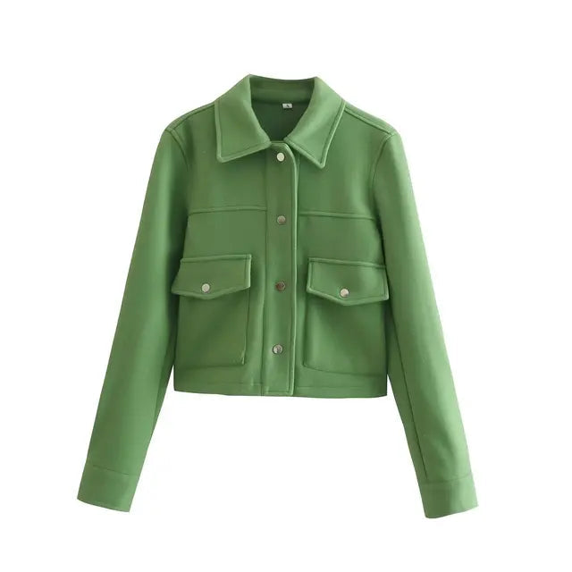 Damen Jacke mit tiefen Taschen und Knopfverschluss