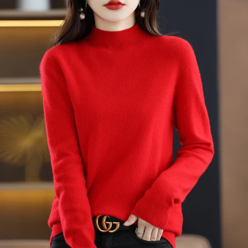 Damen Winterpullover mit hohem Rundhalsausschnitt