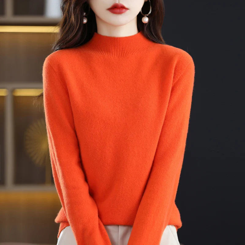 Damen Winterpullover mit hohem Rundhalsausschnitt