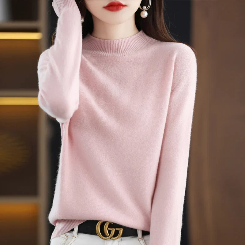 Damen Winterpullover mit hohem Rundhalsausschnitt